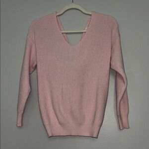 Pink V-Neck Women's Sweater